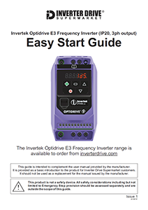 Invertek Optidrive E3 Easy Start Guide (IP20, 3ph output)